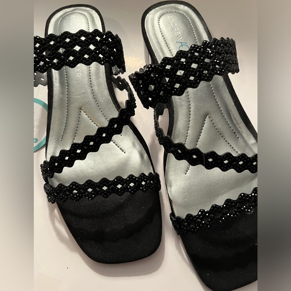 Andrew Geller “Vinnie” Black Strappy Slide Dress Sandal Size 11